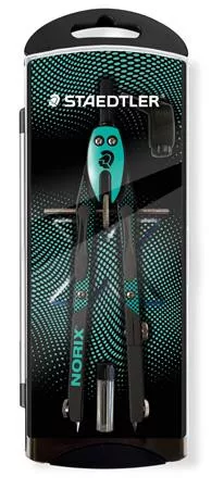 Körző készlet, precíziós, 3 darabos, STAEDTLER "Norix® 555", zöld