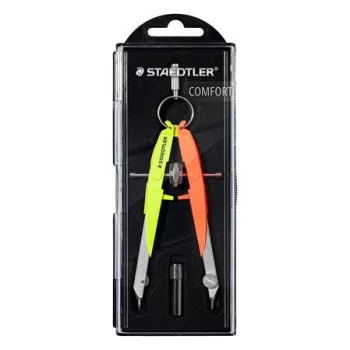   Körző készlet, precíziós, 2 darabos, STAEDTLER "Mars Comfort 556", neon sárga/narancs