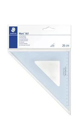 Háromszög vonalzó, műanyag, 45°, 16 cm, STAEDTLER "Mars 567", átlátszó kék