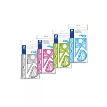   Vonalzókészlet, műanyag, hajlítható, 4 darabos, STAEDTLER "569 PB", vegyes színek