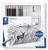 Grafit- és szénceruza készlet, kiegészítőkkel, 12 darabos, STAEDTLER "Mars® Lumograph® 100C"