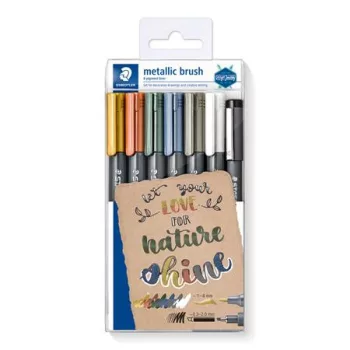   Dekormarker, 1-6 mm, kúpos, ajándék tusfilccel, STAEDTLER "8321", 6 különböző metál szín