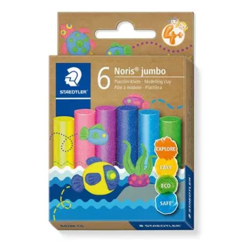   Modellező gyurma készlet, STAEDTLER "Noris® jumbo 842", 6 különböző csillámos szín