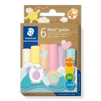   Modellező gyurma készlet, STAEDTLER "Noris® jumbo 842", 6 különböző pasztell szín