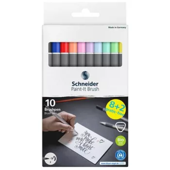   Ecsetirón készlet, hajlékony heggyel, SCHNEIDER "Paint-It 070", 10 különböző szín