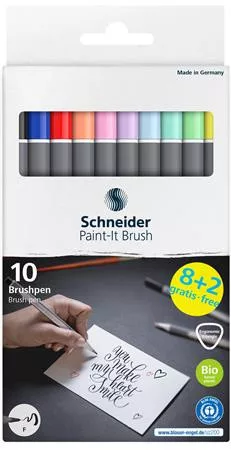 Ecsetirón készlet, hajlékony heggyel, SCHNEIDER "Paint-It 070", 10 különböző szín