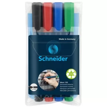   Alkoholos marker készlet, 1-3 mm, kúpos, SCHNEIDER "Maxx 130", 4 különböző szín