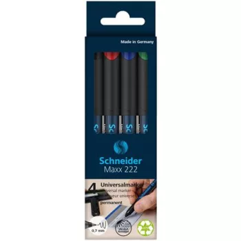   Alkoholos marker készlet, OHP, 0,7 mm, SCHNEIDER "Maxx 222 F", 4 különböző szín