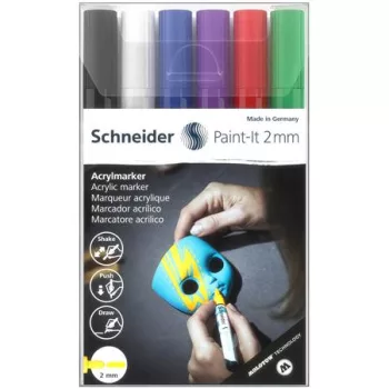   Dekormarker készlet, akril, 2 mm, SCHNEIDER "Paint-It 310", 6 különböző szín