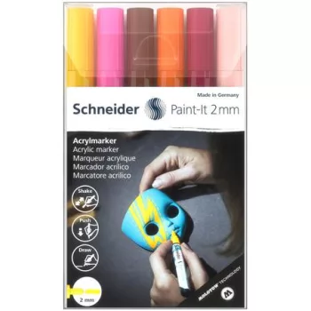   Dekormarker készlet, akril, 2 mm, SCHNEIDER "Paint-It 310", 6 különböző szín
