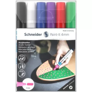   Dekormarker készlet, akril, 4 mm, SCHNEIDER "Paint-It 320", 6 különböző szín