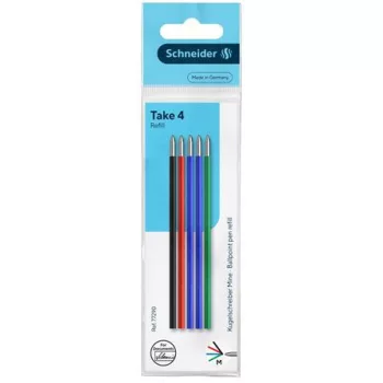   Golyóstollbetét, 0,5 mm, SCHNEIDER "Take 4", 4 különböző szín