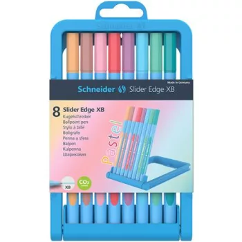   Golyóstoll készlet, 0,7 mm, kupakos, SCHNEIDER "Slider Edge XB Pastel", 8 különböző pasztell szín