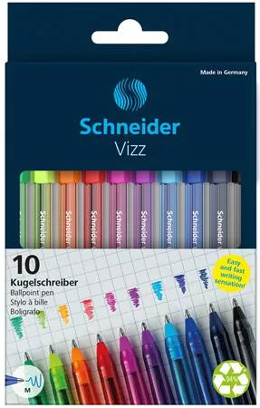Golyóstoll készlet, 0,5 mm, kupakos, SCHNEIDER "Vizz", vegyes színek