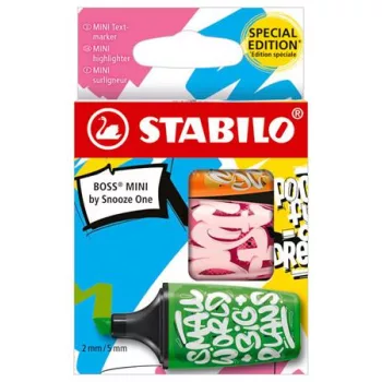   Szövegkiemelő készlet, 2-5 mm, STABILO, "Boss Mini Snooze One", 3 különböző szín
