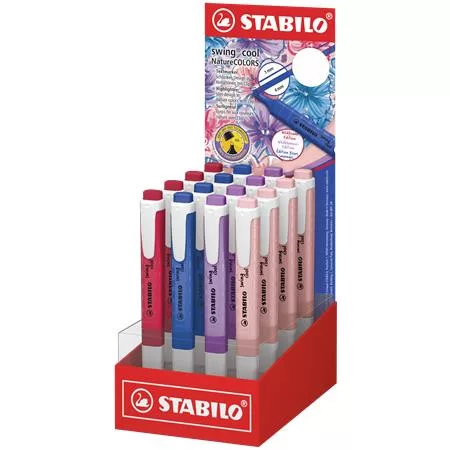 Szövegkiemelő display, 1-4 mm, STABILO "Swing Cool NatureCOLORS Wildflowers", vegyes