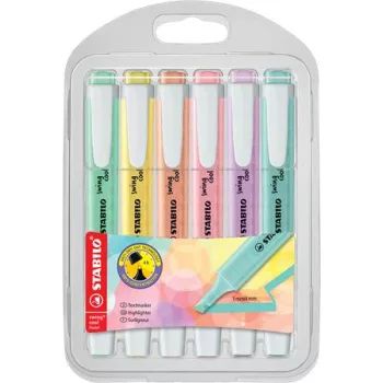   Szövegkiemelő készlet, 1-4 mm, STABILO "Swing Cool Pastel", 6 különböző szín
