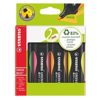   Szövegkiemelő készlet, 2-5 mm, STABILO "Green Boss", 4 különböző szín