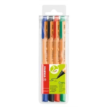   Filctoll készlet, 0,8 mm, STABILO "Greenpoint", 4 különböző szín