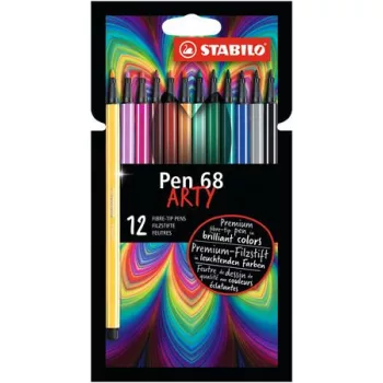   Filctoll készlet, 1 mm, STABILO "Pen 68 ARTY", 12 különböző szín