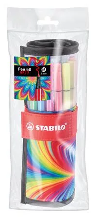 Filctoll, készlet, 1 mm, felcsavarható, STABILO "Pen 68 ARTY", 25 különböző színű