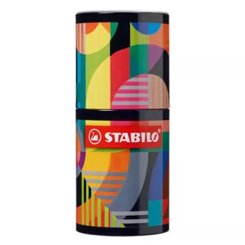   Filctoll készlet, hengeres fém doboz, 1 mm, STABILO "Pen 68 ARTY", 45 különböző szín