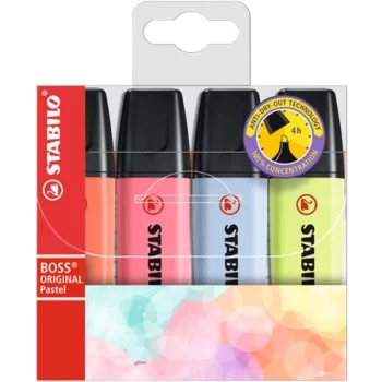   Szövegkiemelő készlet, 2-5 mm, STABILO "BOSS original Pastel3", 4 különböző szín
