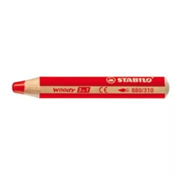   Színes ceruza, kerek, vastag, STABILO "Woody 3 in 1", piros