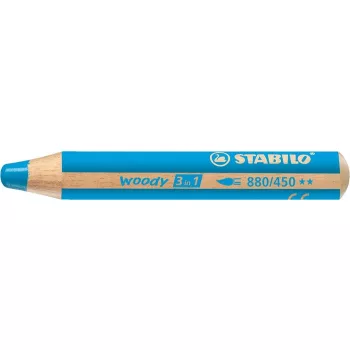   Színes ceruza, kerek, vastag, STABILO "Woody 3 in 1", ciánkék