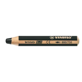   Színes ceruza, kerek, vastag, STABILO "Woody 3 in 1", fekete