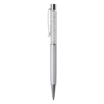   Golyóstoll, krémfehér, felül fehér SWAROVSKI® kristállyal töltve, 14 cm, ART CRYSTELLA®