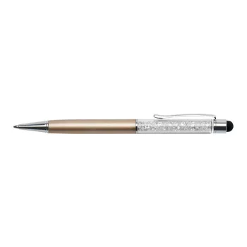   Golyóstoll, arany, felül fehér SWAROVSKI® kristállyal töltve, érintővel, 14 cm, ART CRYSTELLA®