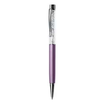   Golyóstoll, orgonalila, felül fehér SWAROVSKI® kristályokkal töltve, 14 cm, ART CRYSTELLA®