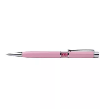   Golyóstoll, Crystals from SWAROVSKI®, rózsaszín, középen pink kristályokkal töltve, ART CRYSTELLA®, 14cm