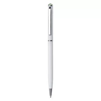   Golyóstoll, fehér "SLIM", peridot zöld SWAROVSKI® kristállyal, 13 cm, ART CRYSTELLA®
