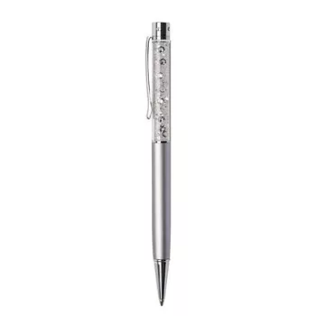   Golyóstoll, ezüst, felül fehér SWAROVSKI® kristállyal töltve, 14 cm, ART CRYSTELLA®
