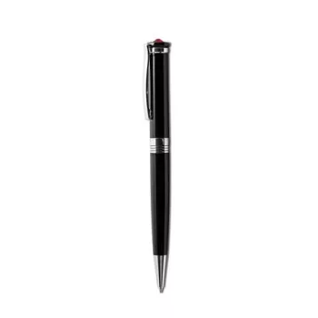   Golyóstoll, fekete, "Rimini", light siam piros SWAROVSKI® kristállyal, 14 cm, ART CRYSTELLA®