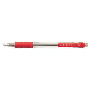  Golyóstoll, 0,4 mm, nyomógombos, UNI "SN-101 Laknock Fine", piros