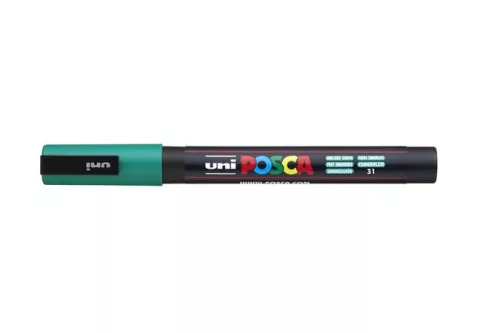 Dekormarker, 0,9-1,3 mm, UNI "Posca PC-3M", smaragdzöld