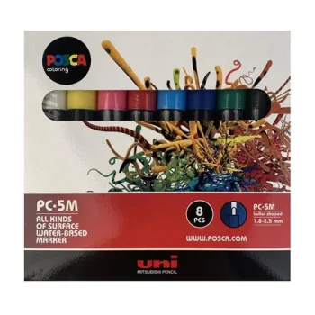   Dekormarker készlet, 1,8-2,5 mm, UNI "Posca PC-5M", 8 különböző szín