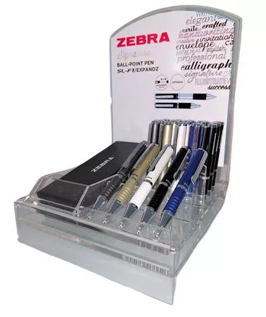 Golyóstoll display, 0,24 mm, teleszkópos, ZEBRA "SL-F1", kék
