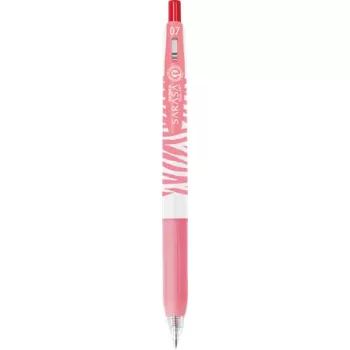   Zseléstoll, 0,33 mm, nyomógombos, csíkos test, ZEBRA "Sarasa Clip Pastel", pasztellpiros