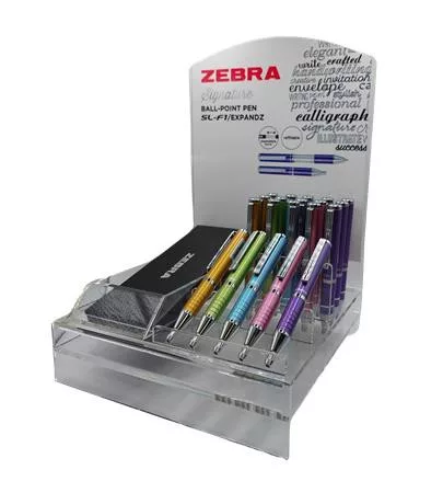 Golyóstoll display, 0,24 mm, teleszkópos, ZEBRA "SL-F1", kék, világos színek