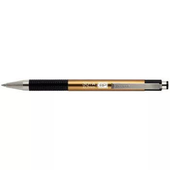   Golyóstoll, 0,24 mm, nyomógombos, arany színű tolltest, ZEBRA "F-301 A", kék