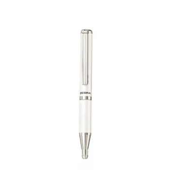   Golyóstoll, 0,24 mm, teleszkópos, metálfehér tolltest, ZEBRA "SL-F1", kék