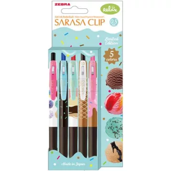   Zseléstoll, 0,33 mm, nyomógombos, ZEBRA "Sarasa Clip Ice Cream", 5 különböző szín