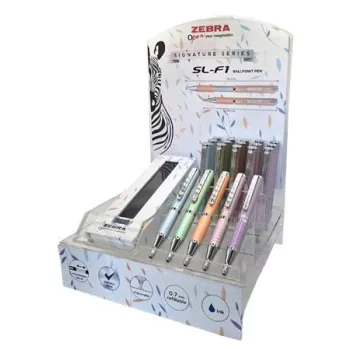   Golyóstoll display, 0,24 mm, teleszkópos, ZEBRA "SL-F1 B", kék, pasztell színek