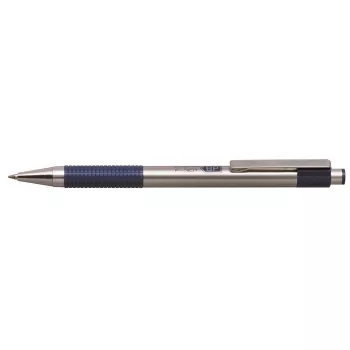   Golyóstoll, 0,24 mm, nyomógombos, rozsdamentes acél, kék tolltest, ZEBRA "F-301", kék