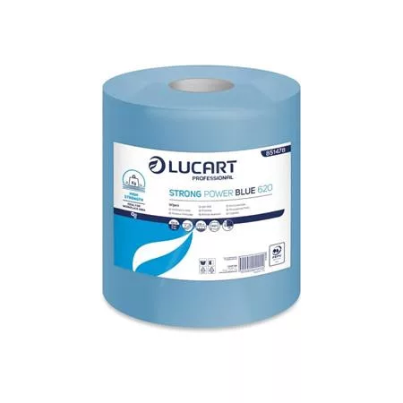 Törlőkendő, tekercses, ipari, LUCART "Strong Power Blue 620", kék
