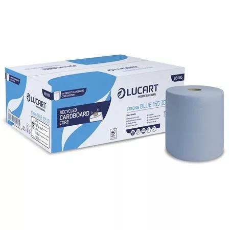 Kéztörlő, tekercses, 2 rétegű, LUCART "Strong Blue 155 ID", kék